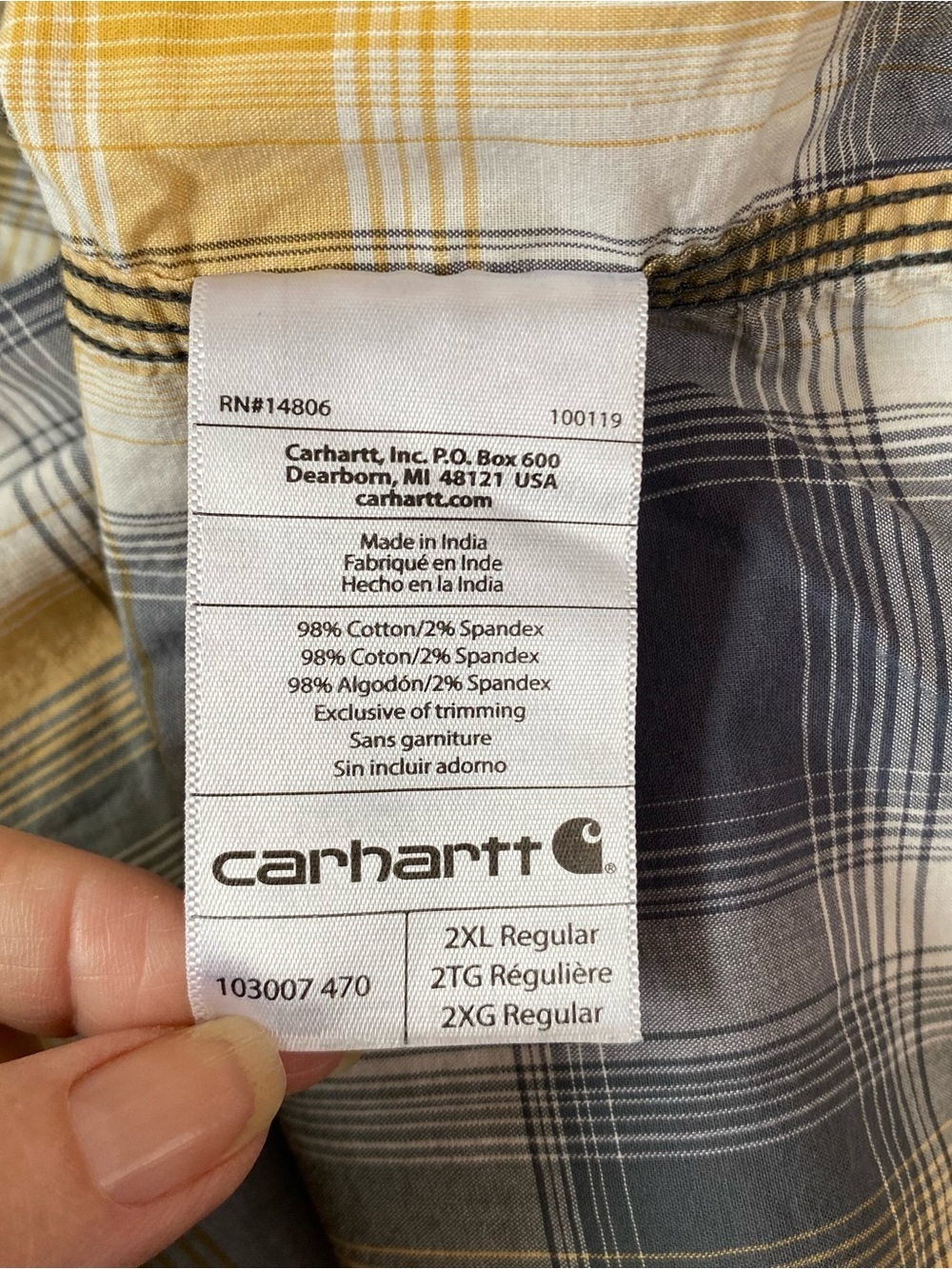 Carhartt Men's Relaxed Fit Short Sleeve Plaid Pearl Snap Pocket Shirt 2XL - Picture 8 of 9